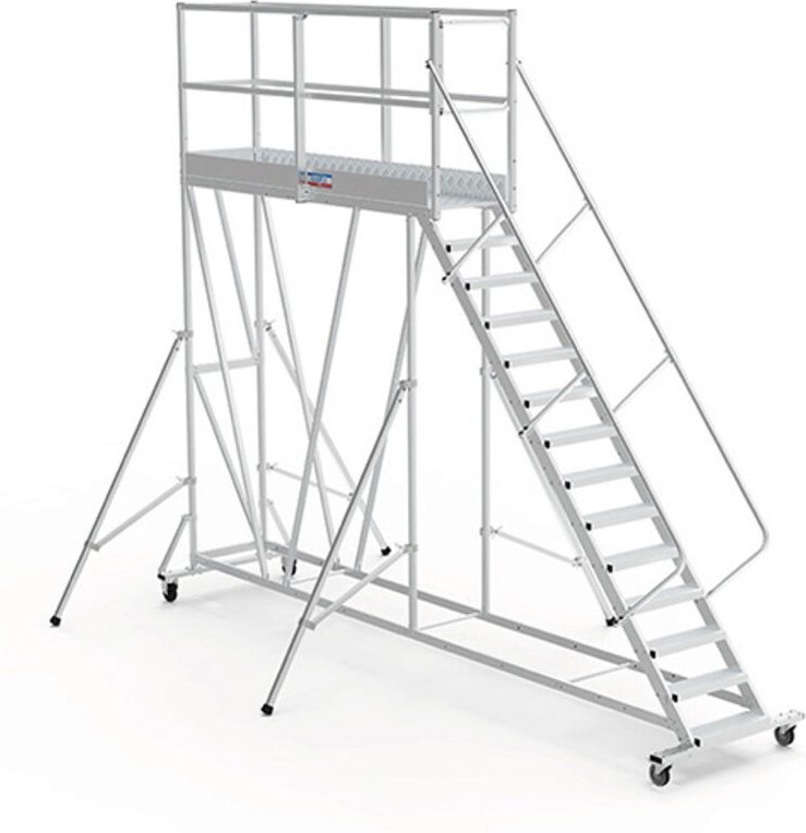 Mobile Plattform mit Geländer total und Sicherheitstür - Maximale Arbeitshöhe 4.20m - PTF2511PT-P