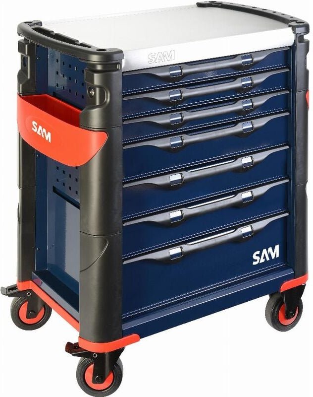 Sam Outillage - Großraumwagen 7 Schubladen blau Edelstahlplatte - 417HB