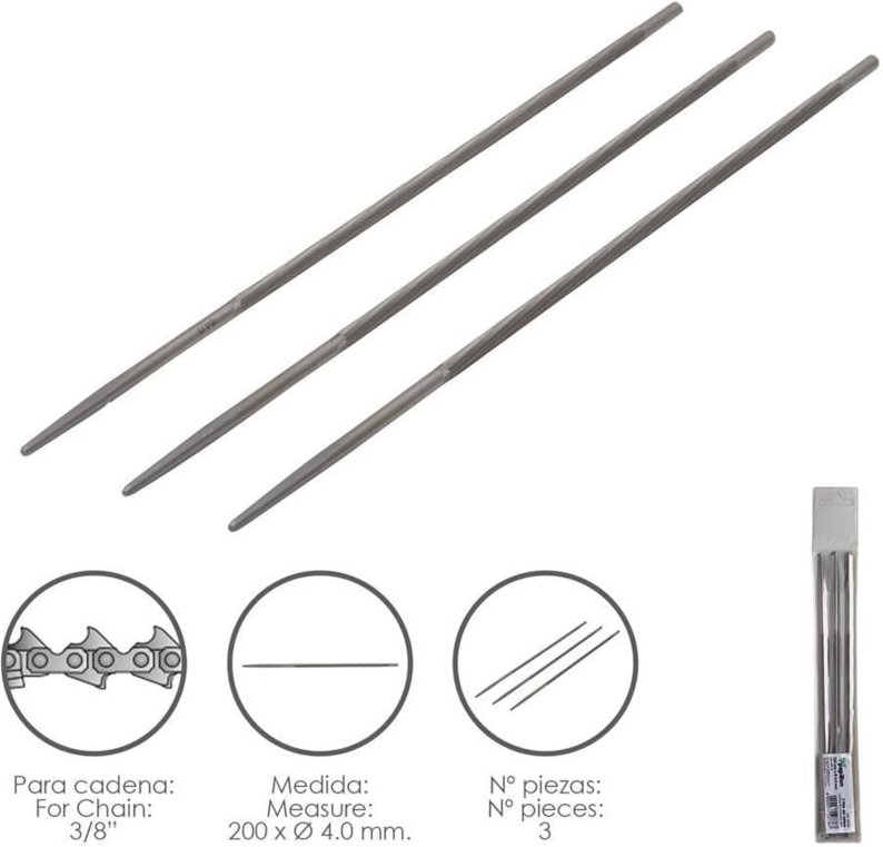 Kettensägenfeilen 200 x Ø 4,0 mm. 3/8" LP (Packung 3 Stück)