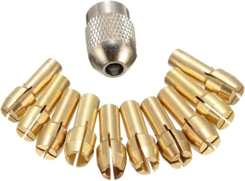 10 Stück Messing-Bohrfutter-Spannzangenklemmen für Drehwerkzeugschaft 0,3–3,2 mm 4,2 mm, Silber, Gold