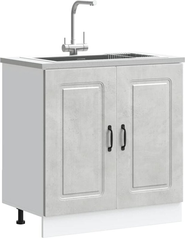Spülenunterschrank Kalmar Betongrau 80x46x81,5 cm Holzwerkstoff - Vidaxl