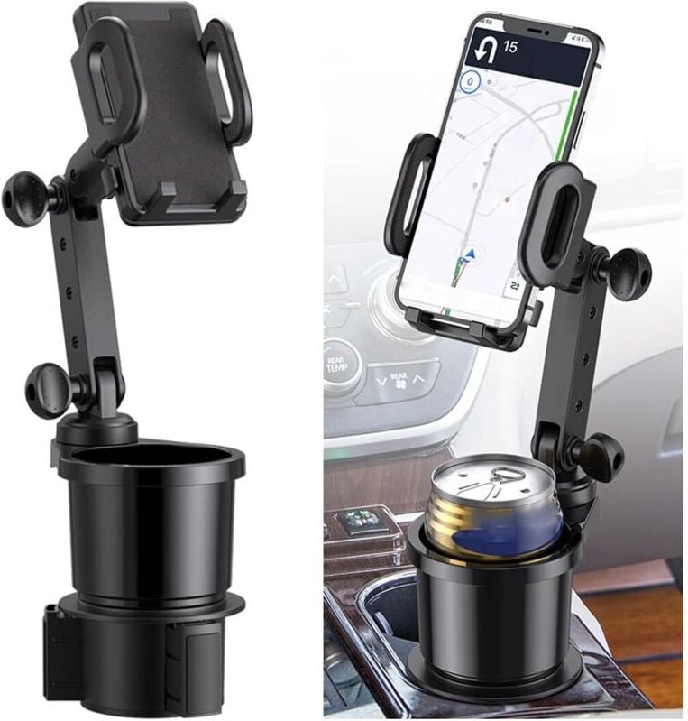 Thumbnail - 2-in-1-Multifunktions-Auto-Getränkehalter-Telefonhalterung, Auto-Getränkebecherhalter mit Telefonhalterung, verstellbare...