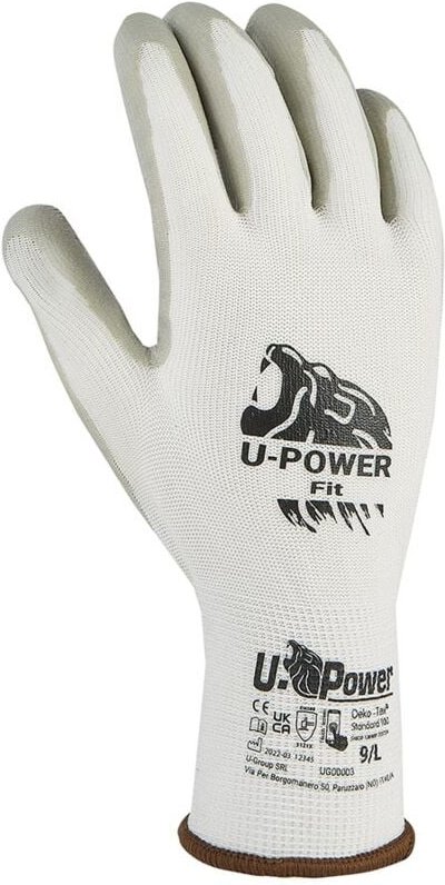 Fit Sicherheits-Arbeitshandschuhe Nylon-Nitril Weiß 7/S - U-power