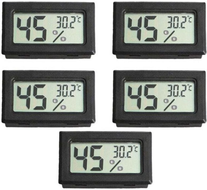 5er-Pack Mini-Digitalthermometer und -Hygrometer mit kabellosem LCD-Display für Haustiere und Reptilien