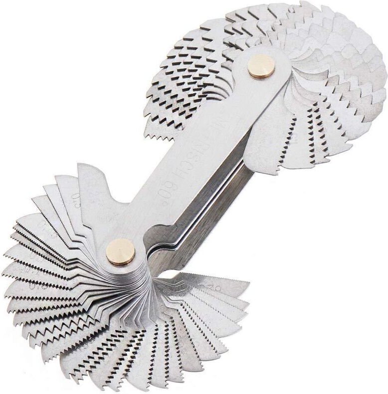 Metrisches, imperiales und US-SAE-Whitworth-Gewindemessgerät mit 55 Grad und metrischem 60-Grad-Gewinde und US-Gewinde m...