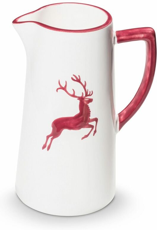Gmundner Keramik - Bordeauxr. Hirsch, Wasserkrug 1,2 Liter