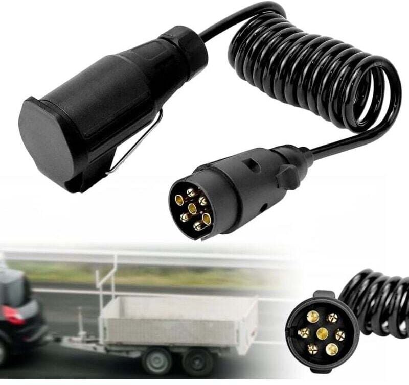 Anhänger-Verlängerungskabel, 2 m Anhängerkabel, 7-poliges Spiral-Verlängerungskabel, 12-V-Adapterkabel, Anhängerverlänge...