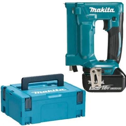 18 v Li-Ion 3 Ah 7 / 10 mm Makita Heftgerät - 2 Batterien, Ladegerät, Koffer - DST112RFJ
