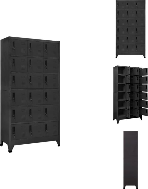 Schließfachschrank Anthrazit 90x40x180 cm Stahl - Metallschrank - Schliessfachschrank - Bürobedarf - Aufbewahrungsbox - ...