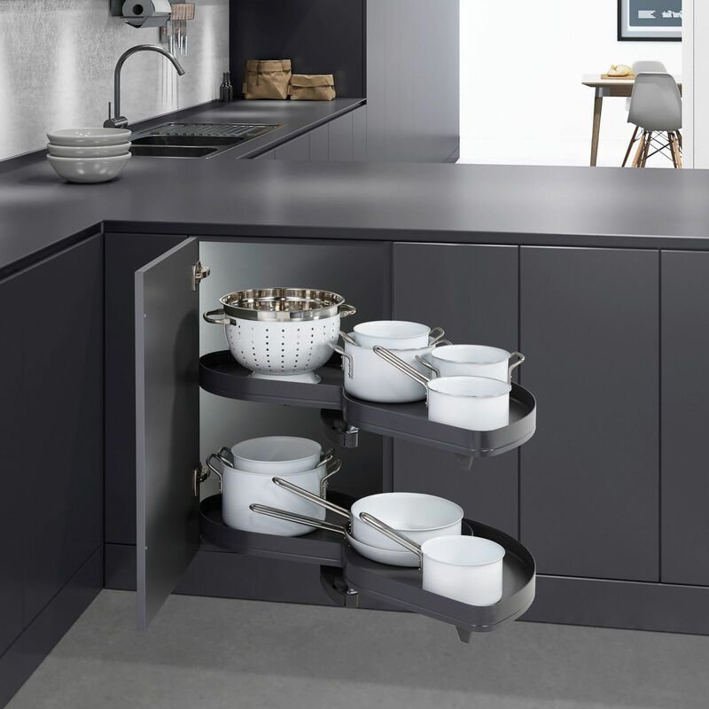 Thumbnail - Eckschrankbeschlag Kesseböhmer LeMans arena pure anthrazit 450 mm rechts ausschwenkbar