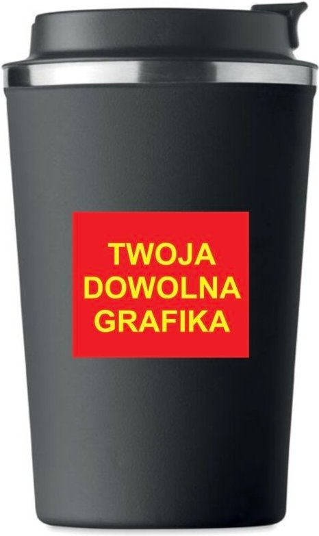 Premium Thermobecher mit IHREM EIGENEN GRAFIK-Aufdruck, SCHWARZ KT173