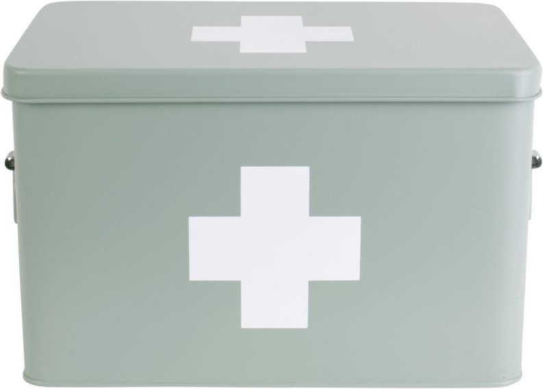 Erste Hilfe Kasten aus Metall, aktuelle Zeit, present time, 31,5 x 19 x 21 cm