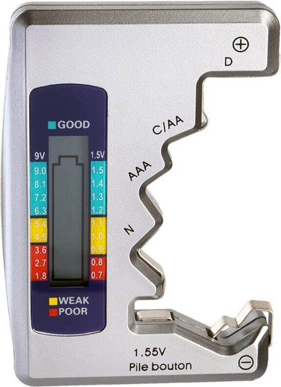 Ersandy - Universeller digitaler Batterietester für aa aaa cdn 9V 1,5V Knopfzellen-Minibatterien