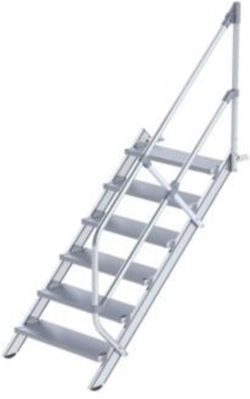 Günzburger Steigtechnik - Treppe 45° Stufenbreite 800 mm 6 Stufen Aluminium geriffelt - 600266