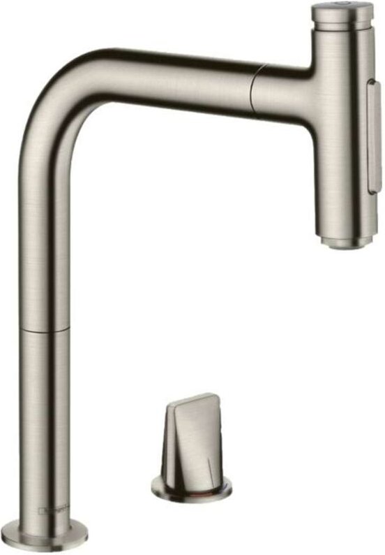 M71 - Spültischarmatur M5120-H200 mit ausziehbarer Geschirrbrause, 2-Loch Montage, sBOX, Edelstahl 73818800 - Hansgrohe