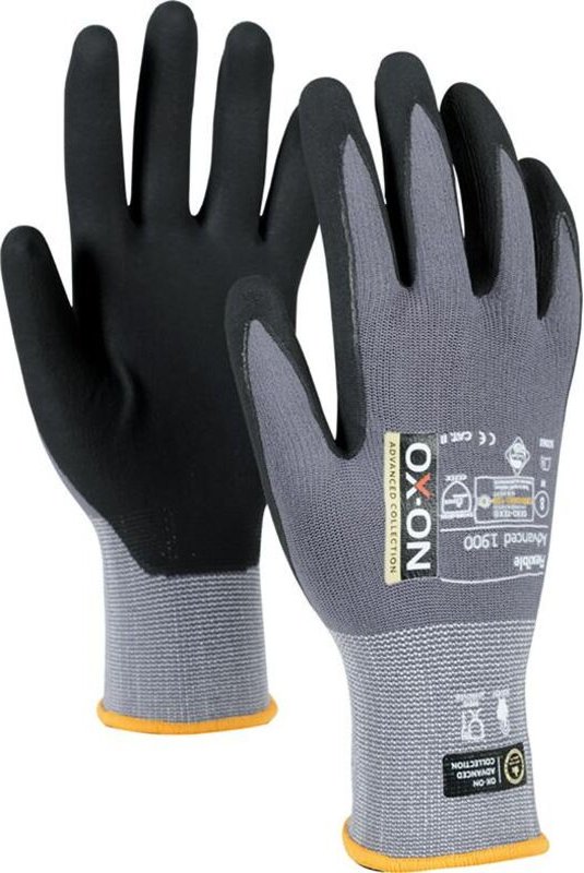 OX-ON 92068 Handschuhe Flexible Advanced 1900 Größe 8 schwarz/hellgrau EN388 EN4
