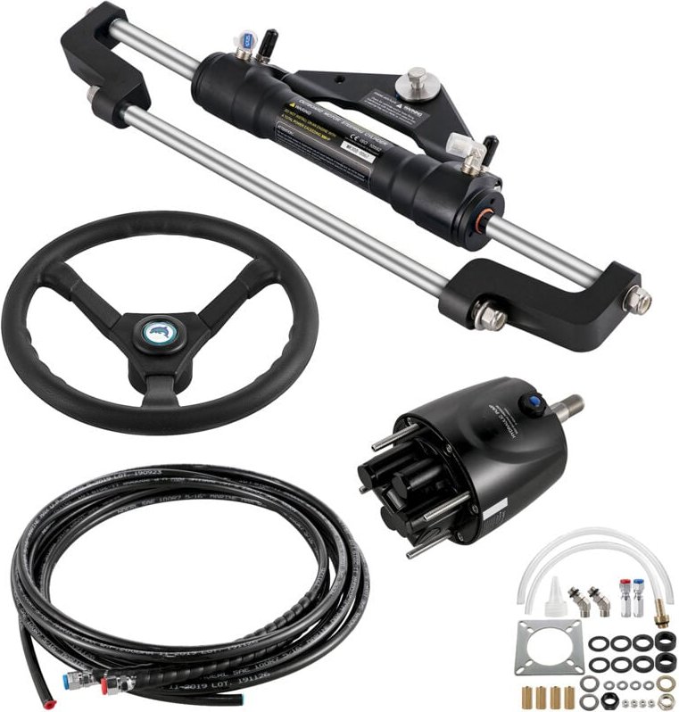 Mophorn - Hydraulic Boat Steering Kit, 300HP Kapazität, hydraulische Helm-Pumpe, Zylinder, und 24-Fuß-Schlauch, korrosio...