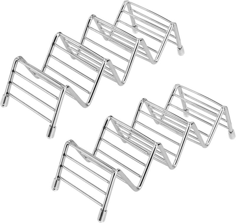 Shining House - Taco-Halter aus Edelstahl, Wellenform, Küchenhelfer-Werkzeuge für Hart- oder Weichschalen-Tacos, Hot Dog...