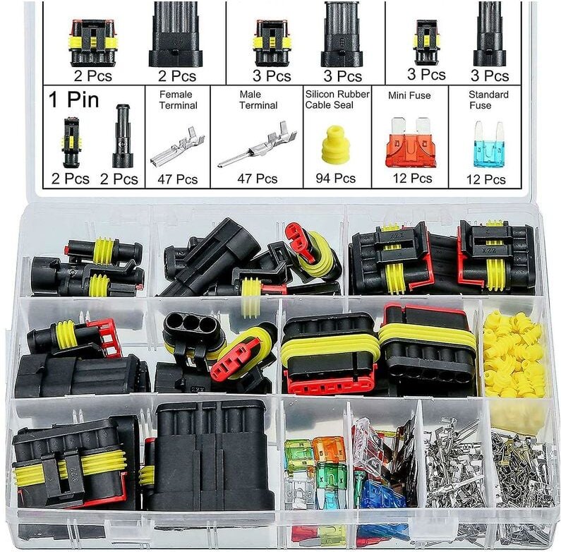 Woosien - 240 Stück 1–6-poliges Auto-Elektrik-Anschlusskabel, versteckter Anschluss für Motorrad, Roller, Auto, lkw, Mar...