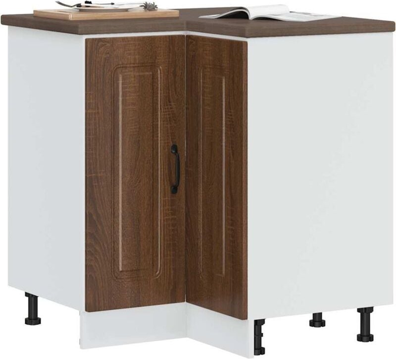 Küchen-Eckunterschrank Kalmar Braun Eichen-Optik Holzwerkstoff Vidaxl