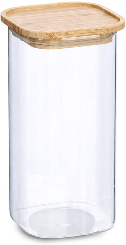 Zeller - Glasbehälter mit Bambusdeckel, 1600 ml, 11 x 11 x 22 cm