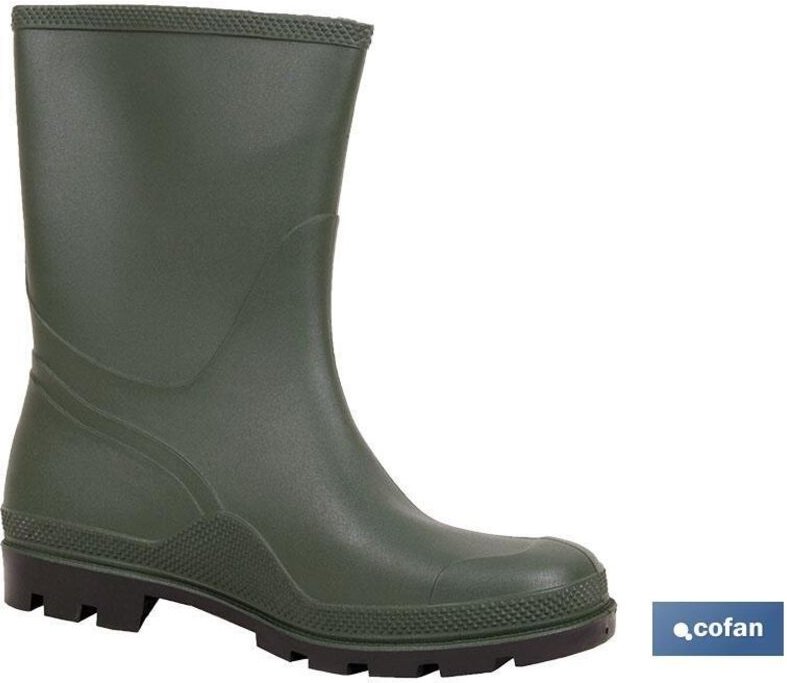 Halbrunder grüner PVC-Stiefel, Größe 39