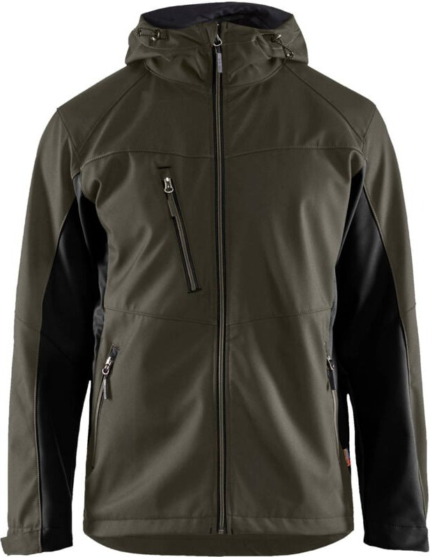 Thumbnail - Arbeits-Softshell-Jacke mit Kapuze 4753 – Khaki/Schwarz L