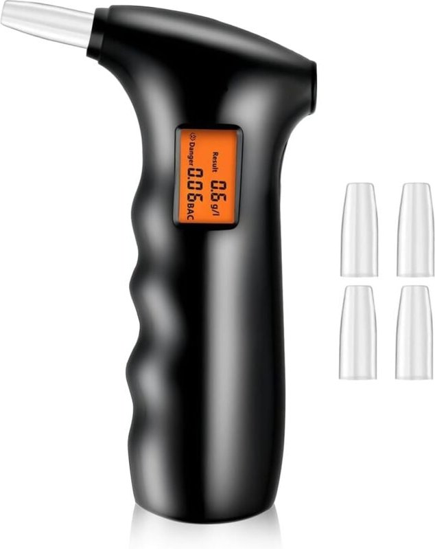 Alkoholtester, elektronischer Alkoholtester und 5 Mundstücke, LCD-Digitalanzeige, professioneller tragbarer Alkoholteste...