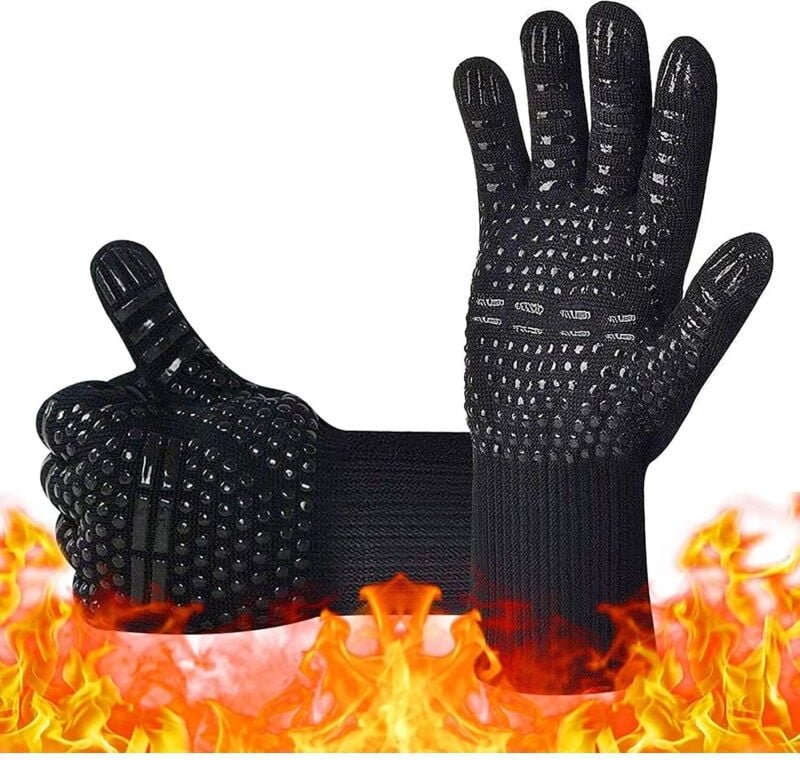 Thumbnail - Grillhandschuhe, 1472 °f extrem hitzebeständige Ofenhandschuhe, Silikon, rutschfeste heiße Kochhandschuhe zum Grillen, B...