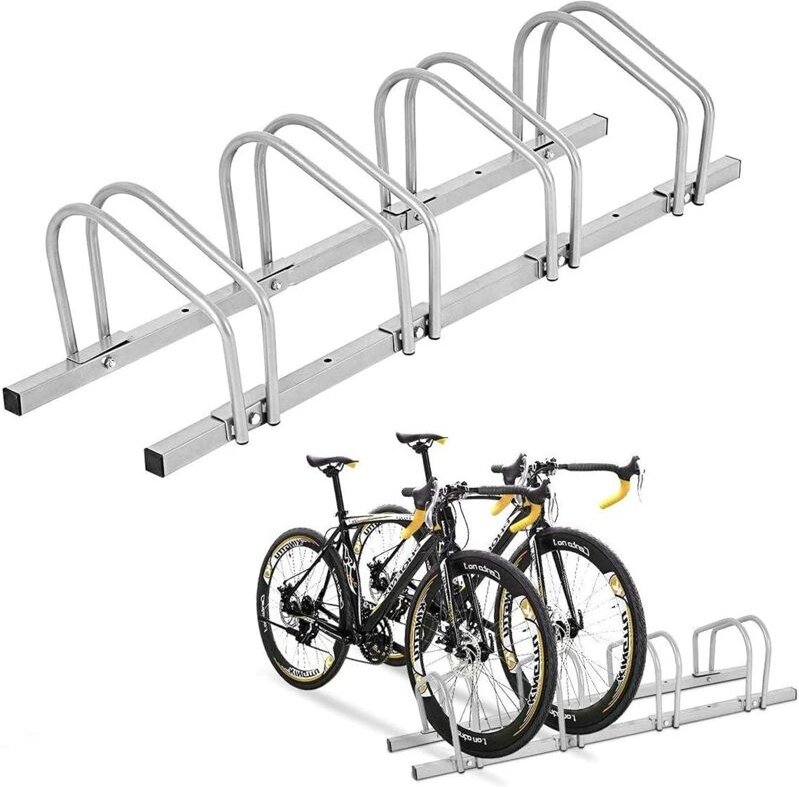 Fahrradstaender Standparker Bodenstaender Aufstellstaender mit 5 Fahrrad Stellplaetze, Mehrfachstaender Stahl für Garage...