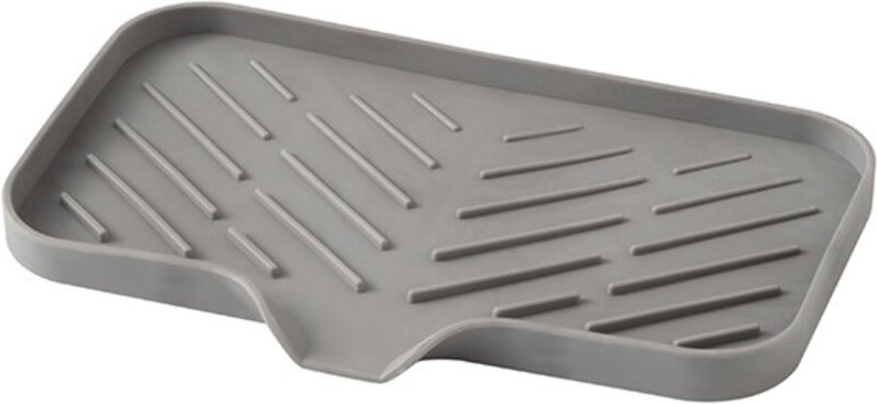 Grauer Schwammhalter aus Silikon, 24 x 15 x 1,7 cm, 1 Ablage für die Spüle, Seifenbürste, geeignet für Küche und Bad