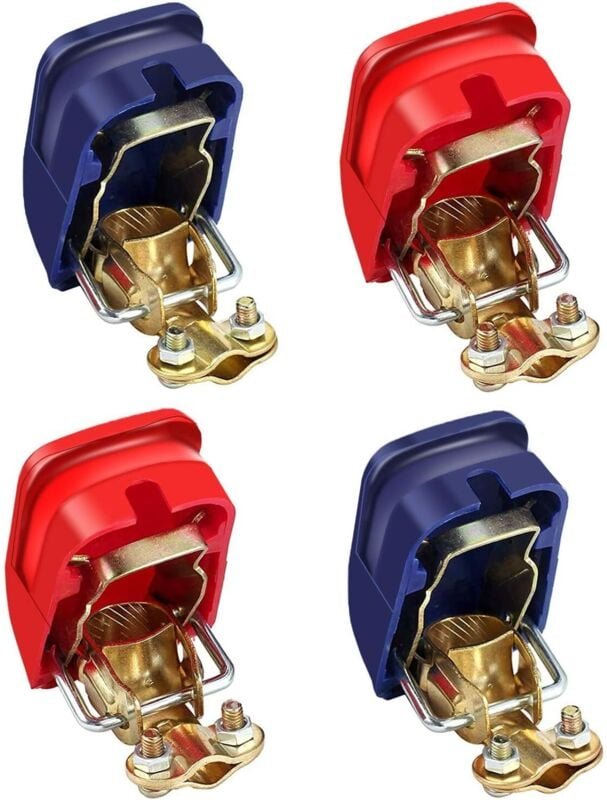2 Paar Schnellverschluss-Batterieklemmen, 12-V-Schnellverschluss-Batterieanschluss, geeignet für Autos, LKWs, Schiffe
