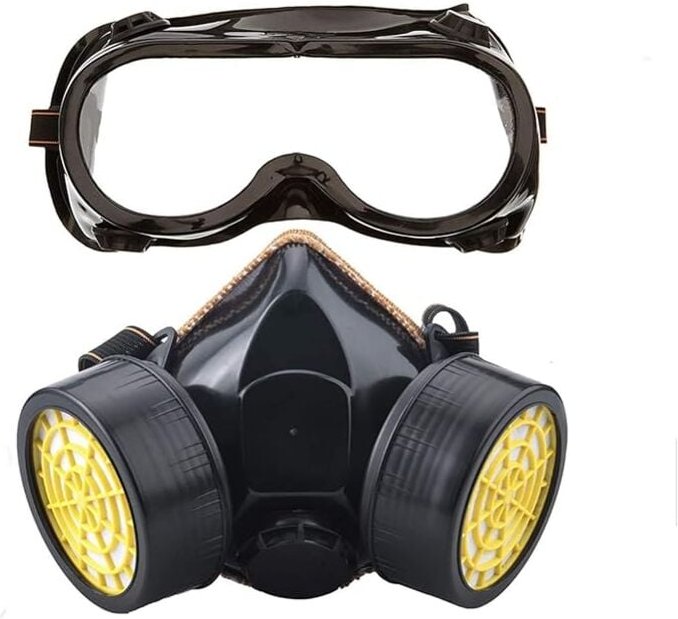 Atemschutzmaske, wiederverwendbares Atemschutzmasken-Set, Anti-Staub, Anti-Gas-Chemikalienmaske mit Schutzbrille für Mal...