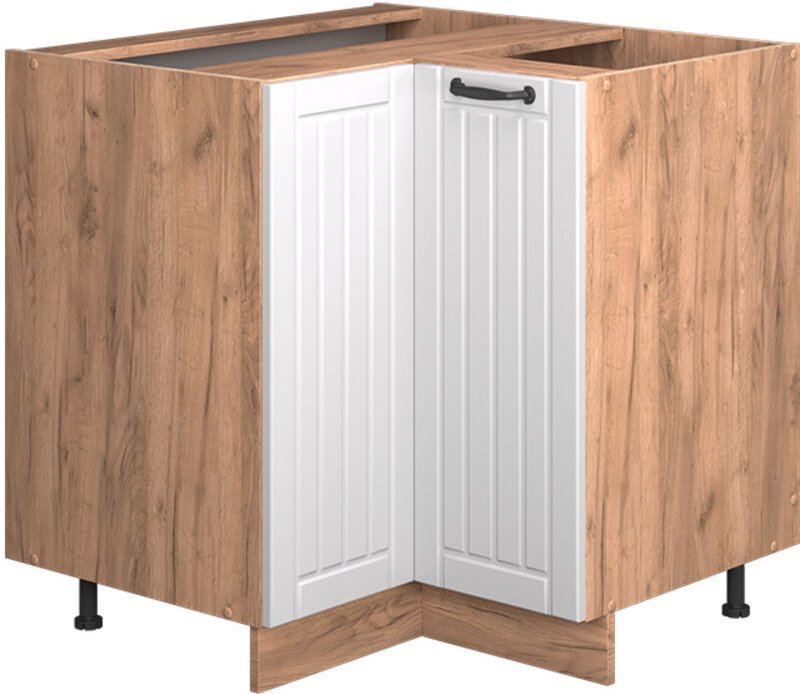 Eckunterschrank Fame-Line, Weiß Landhaus, 80.5 cm , AP Anthrazit, Vicco