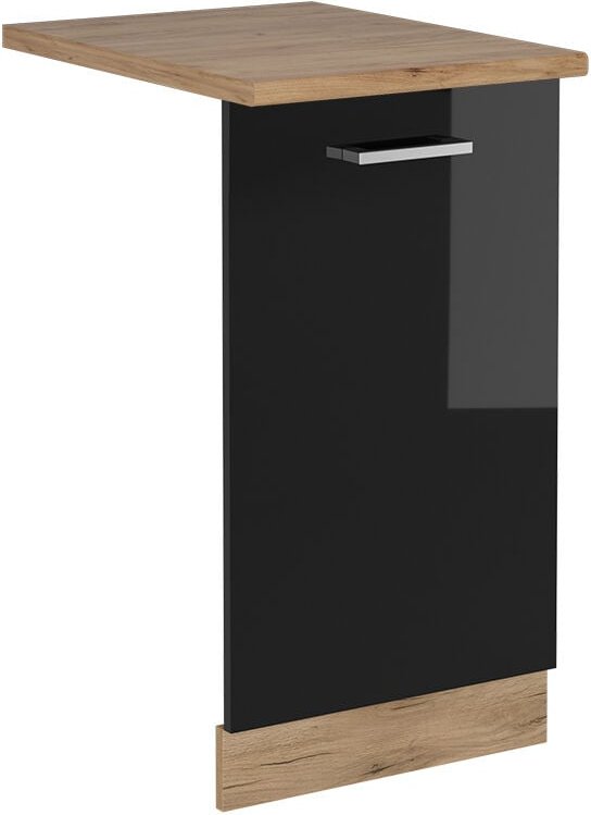 Vicco - Geschirrspülblende R-Line, Schwarz Hochglanz, 45 cm , ap Eiche