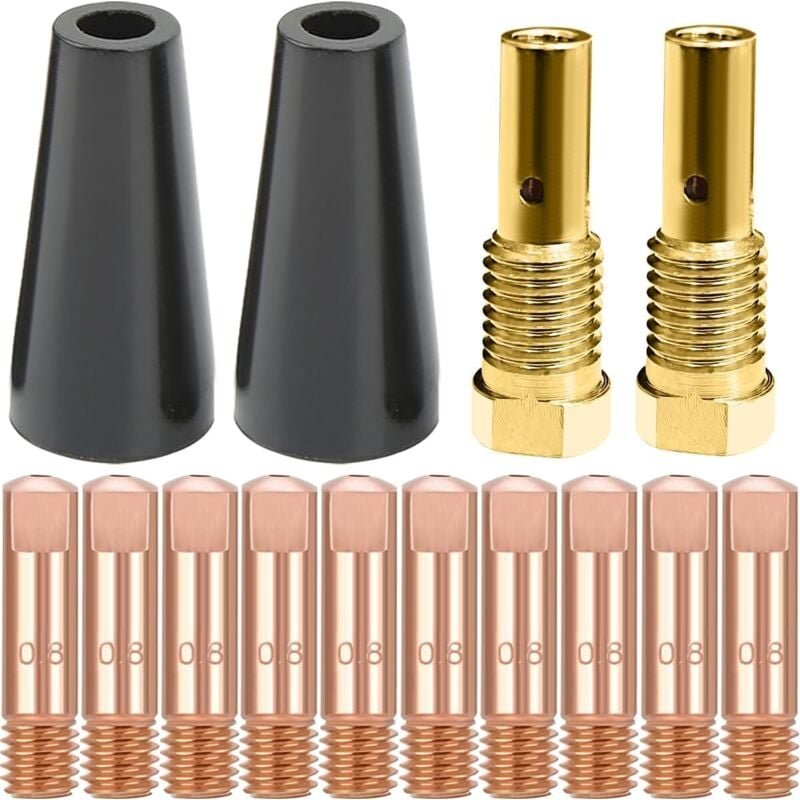 14AK Flussmittelkern-Düsenspitzen-Kit ohne Gas, MIG-Schweißkontaktspitze 0,8 mm 0,030 Zoll M6, Brennerverbrauchsmaterial...
