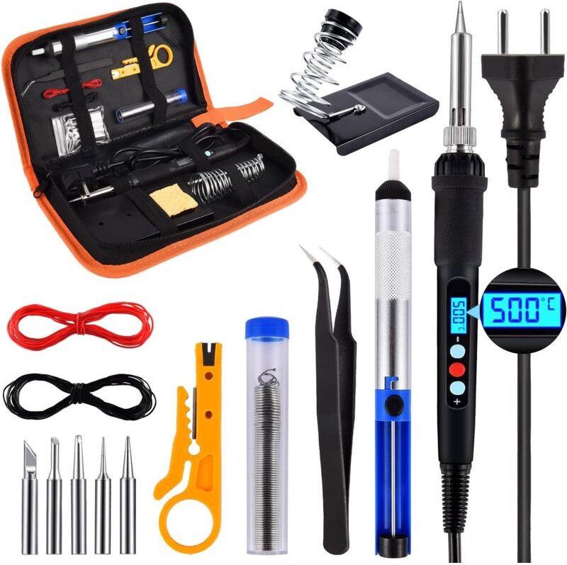 Lötkolben-Set, Elektronik-Löten, 60 w, LCD-Display, 14 in 1, mit einstellbarer Temperatur von 180–500 °c, für Reparature...