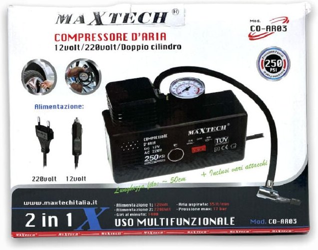 Trade Shop Traesio - Trade Shop - luftkompressor 35LT 12V/220V adapter inklusive max 17BAR CO-AR03 tragbar -