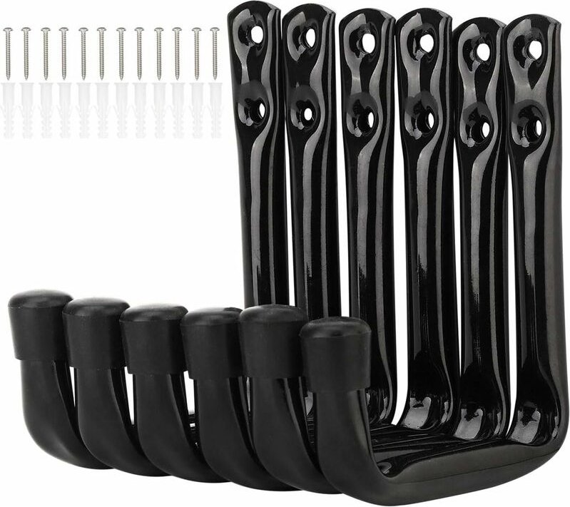 Packung mit 6 robusten J-förmigen Haken für Garagenaufbewahrung, Wandhalterungen aus Stahl (11,5 cm x 10 cm)