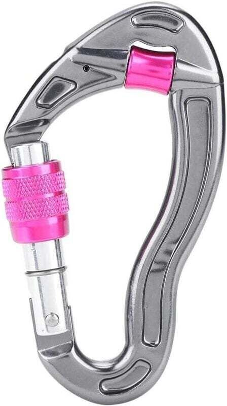 Karabinerhaken mit Schraubverschluss, 25 kn, Drehverschluss und robust, zum Klettern, Abseilen, Bergsteigen, Rosenrot
