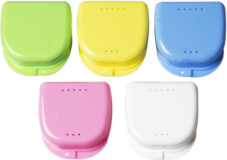 Sollbry - Dental-Gerätebox, 5 Stück dünne Prothesenboxen, Prothesen-Aufbewahrungsboxen, kieferorthopädische Retainer, Mu...