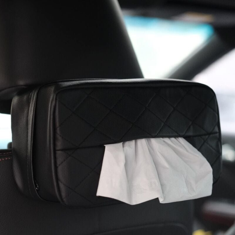 Thumbnail - Ahlsen - Auto-Taschentuchhalter aus PU-Leder für die Kopfstütze des Rücksitzes im Auto, universelle Taschentuchbox zum A...
