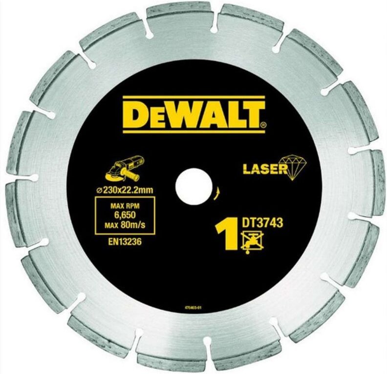 DeWALT Zubehör - Diamanttrennscheibe für Baumaterialien 230x22,2 mm DT3743