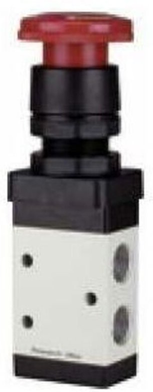 3/2-Wegeventil, manuell »M3«, Pilztaster, Notrastung, nc, g 1/4 - Riegler