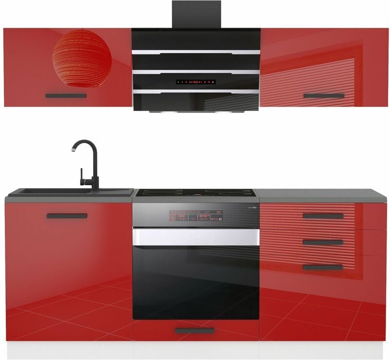 Küchenzeile Küchenblock Sophia - Küchenmöbel 180 cm Einbauküche ohne Elektrogeräten mit Hängeschränke und Unterschränke,...