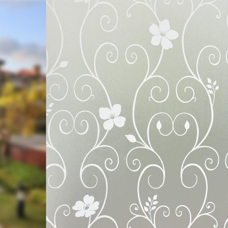Thumbnail - (45 x 200 cm, weiße Blume) Anti-Späh-Fensterfolie, elektrostatische Fensterfolie, selbstklebende Fensterfolie, Verdunkel...