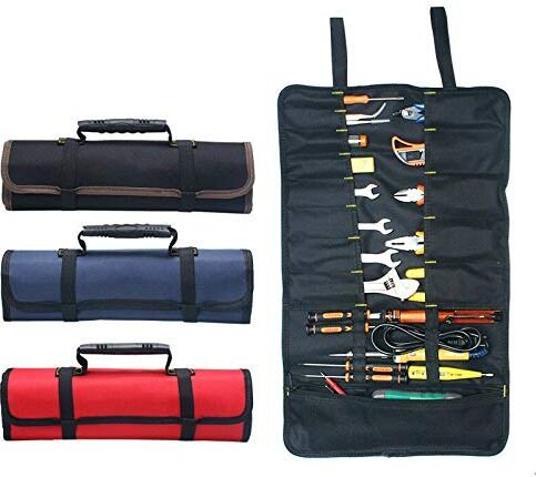 Tragbare Werkzeugtasche mit 22 Taschen, aufrollbares 600D Oxford-Gewebe, leer (ohne Werkzeuge)