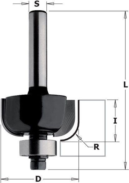 K937-317 Radiusfraser M/anlauflager Hw Z2 S=8 D=31.8x14x56 R=9.5 Dx