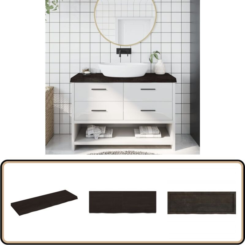 Thumbnail - Waschtischplatte Dunkelbraun 120x40x(2-6)cm Massivholz - Waschtischplatte - Eiche - Holzarbeitsplatte - Badrenovierung -...