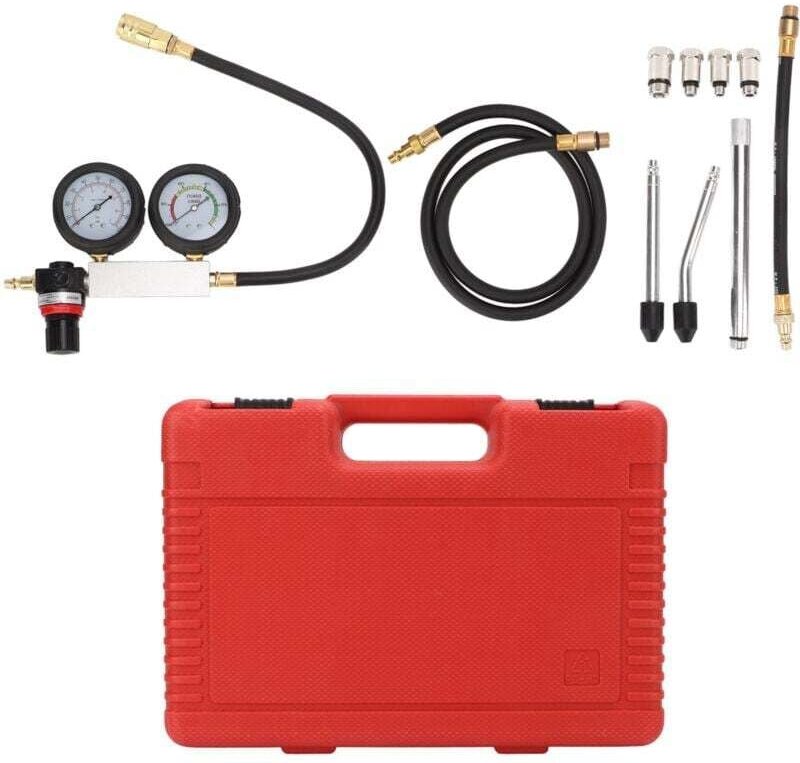 Zylinder-Lecktester, Kompressionsprüfer für Benzinmotoren, Doppelmessgerät, Detektorwerkzeug zur Druckprüfung, Leckraten...